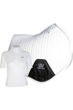 2022 Woof Wear Close Contact Saddle Cloth & Womens Short Sleeve Performance Riding Shirt Bundle WA0006/WS0003 - White